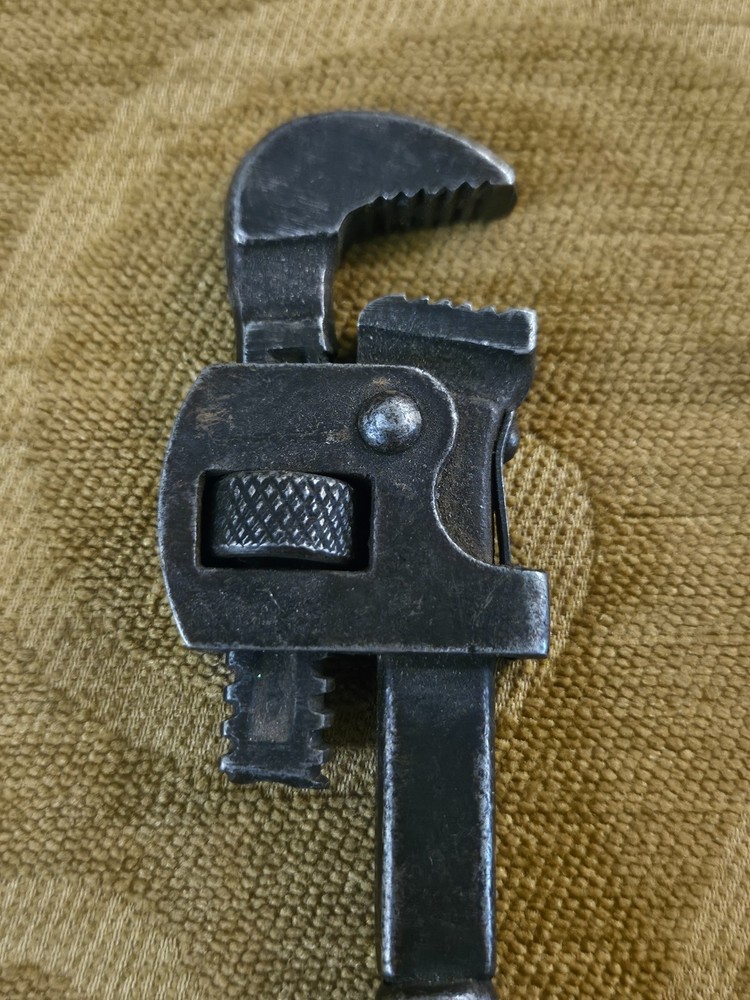 Vintage Adjustable Pipe Monkey Wrench Wood Handle