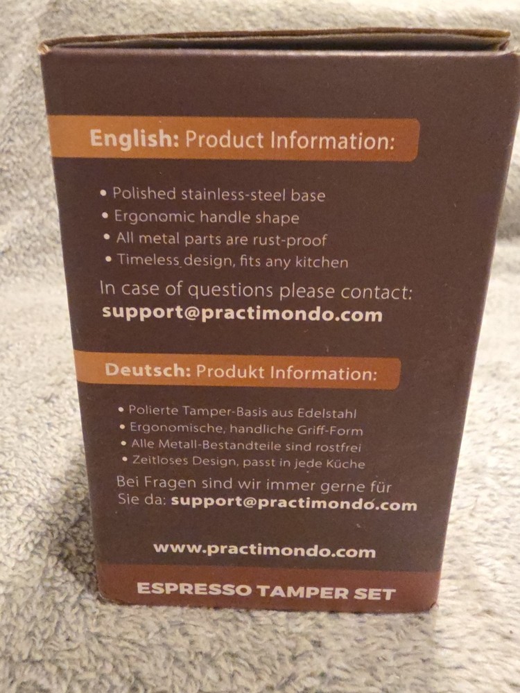 Practimondo Espresso Tamper Set New In Box