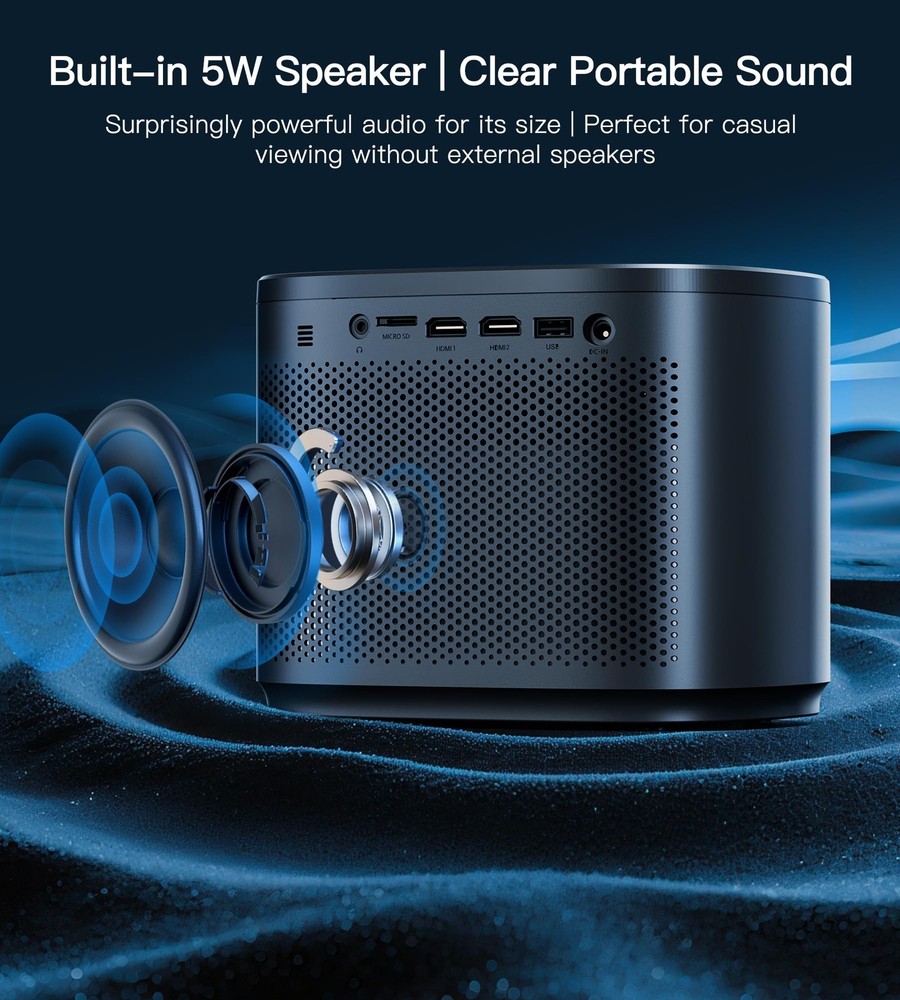 Mini Projector, Home HD Projector with Built-in Speaker, Auto Focus, Keystone...