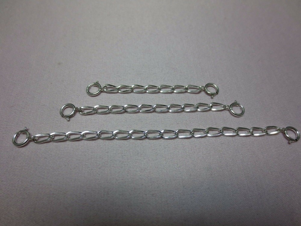 SOLID STERLING SILVER 3.0mm 16 INCHES EXTENDER / SAFETY CHAIN W/ SPRING RING