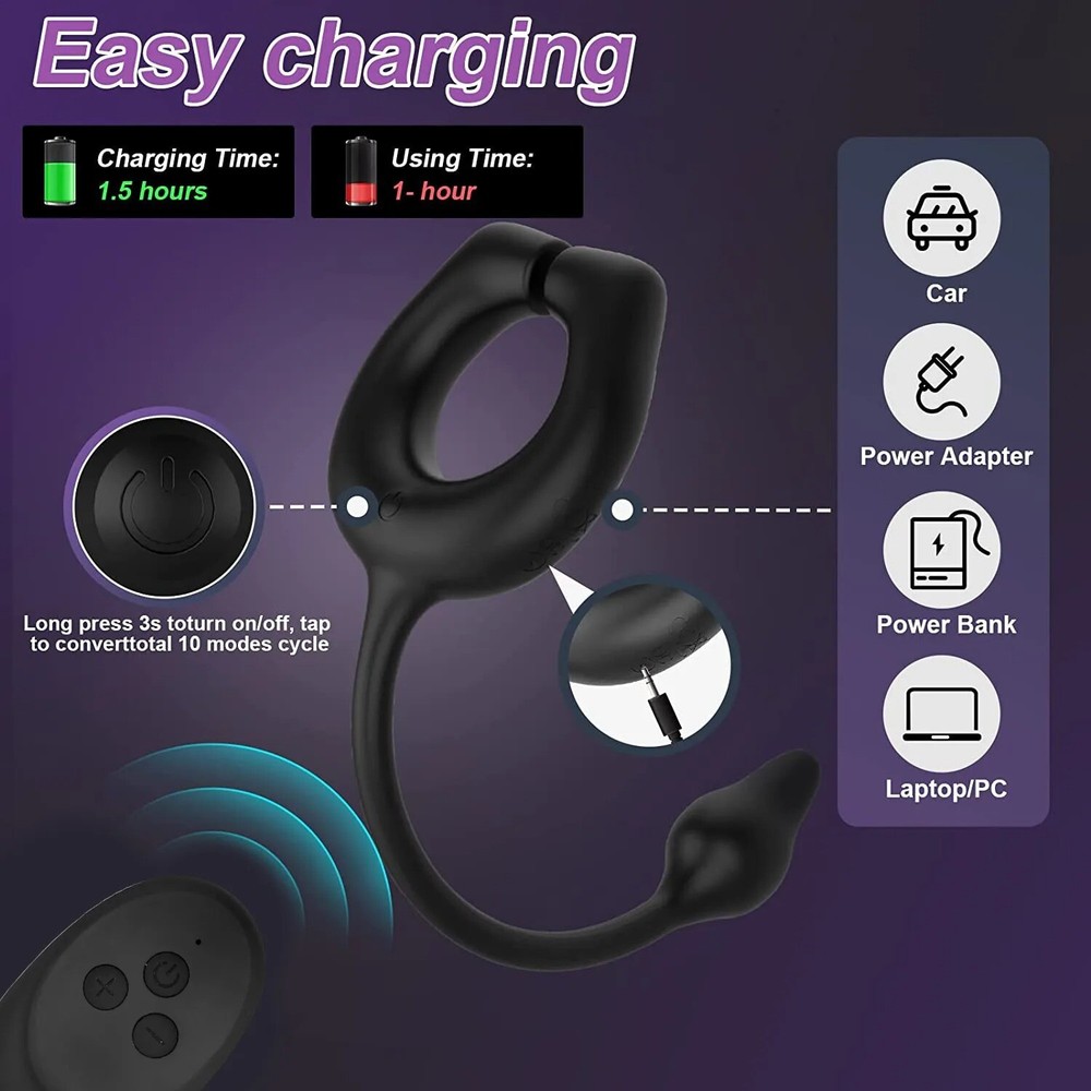 Electric Penis-Stretcher Enhancer-Ball-Scrotum-Ring-Delay-Ejaculation Men Remote