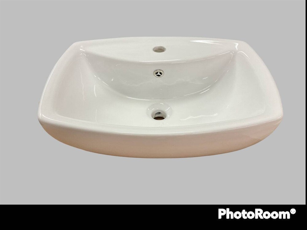 21" White Ceramic Rectangular Vessel Above Counter Sink with overflow
