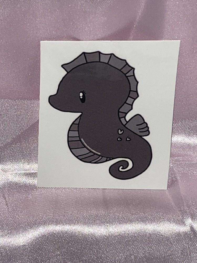 Dark Grey Seahorse - Medium - Temporary Tattoo.