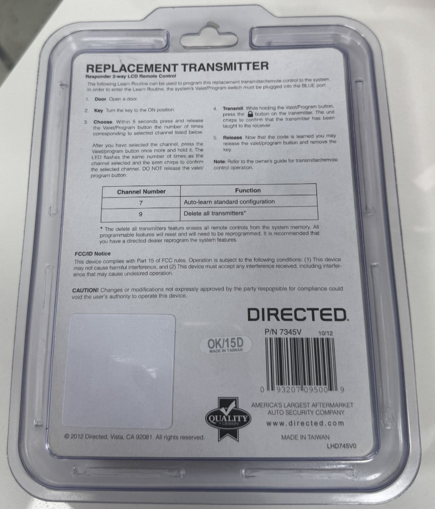 Viper Premium LCD 2-Way Remote - 7345V - OPEN BOX