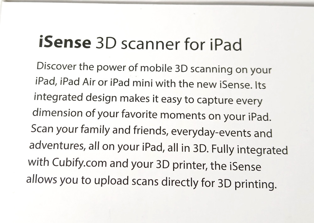 iSense Mobile 3D Digital Scanner For Apple iPad Air Mini Tablet Computers RARE