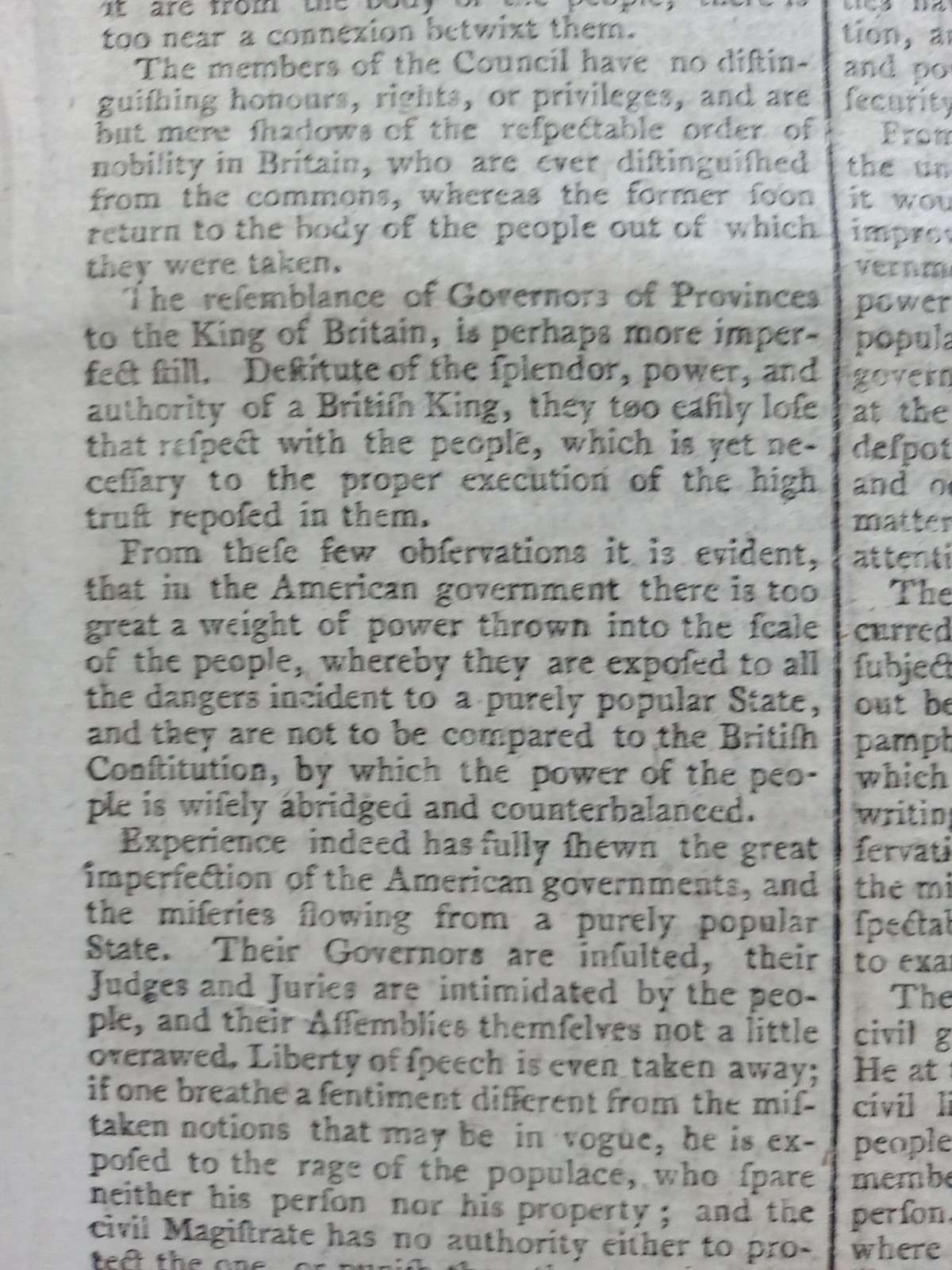 Original 1776 British Newspaper - American Revolutionary War - Colonies