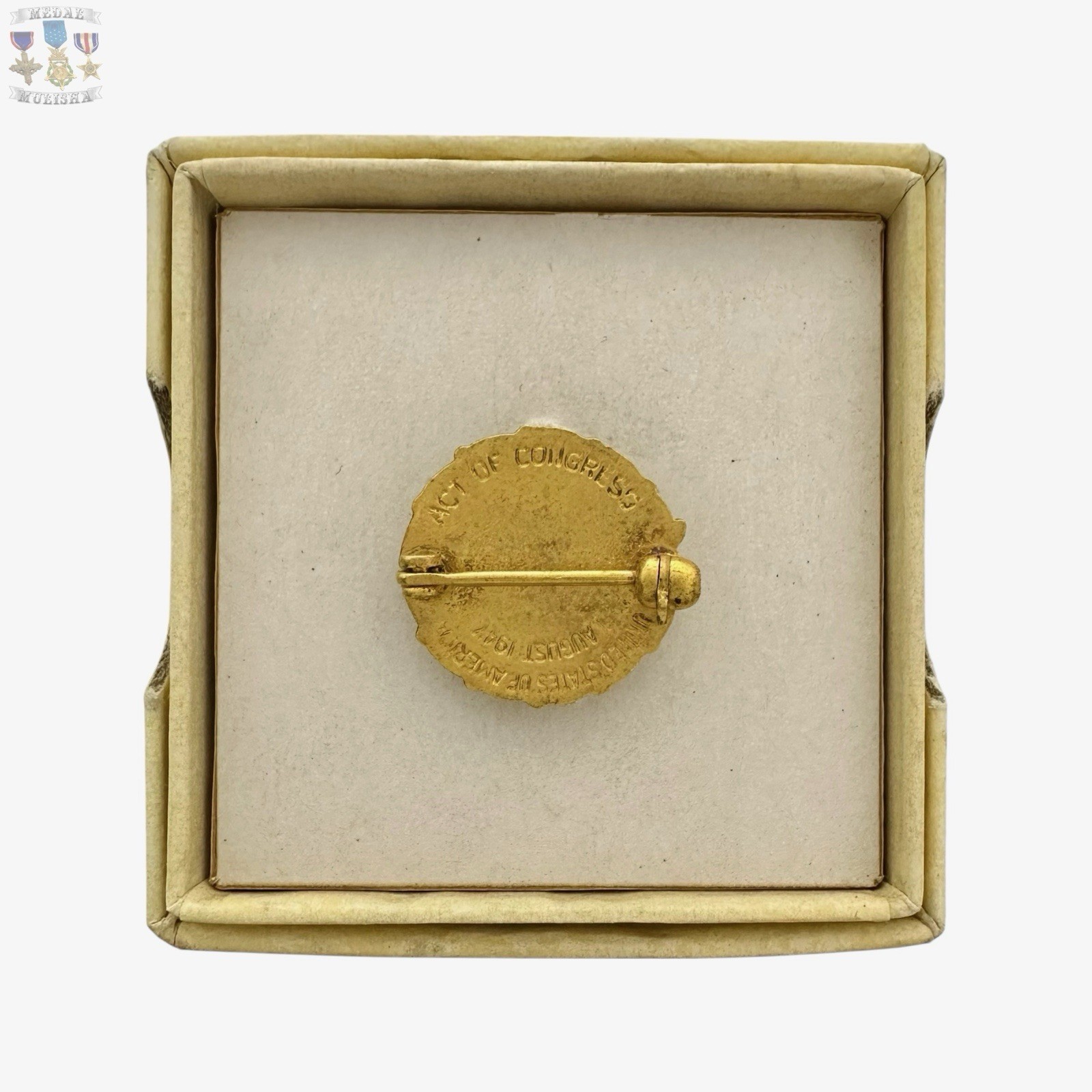 NEXT OF KIN GOLD STAR LAPEL PIN KILLED IN ACTION AUGUST 1947 BOX PURPLE HEART