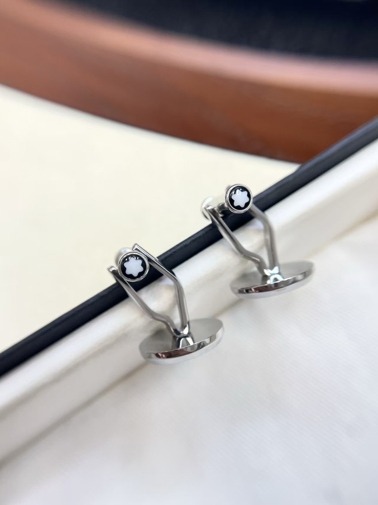MONTBLANC Cufflinks stainless steel With Black Hexagonal Copper Pattern