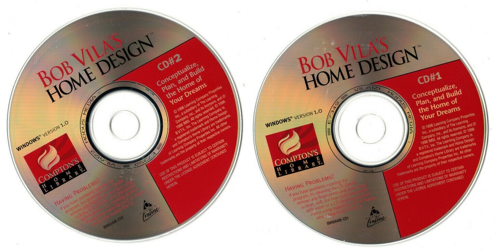 Bob Vila's Home Design - Windows Version 1.0 (PC, 1998, Compton's, 2-Disc)