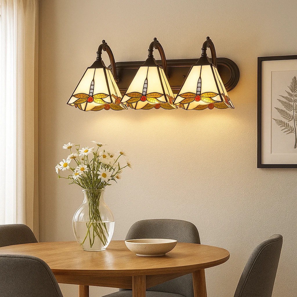 Vintage Wall Sconces 3-Light Dragonfly Decor Over Mirror Vanity Light Fixtures