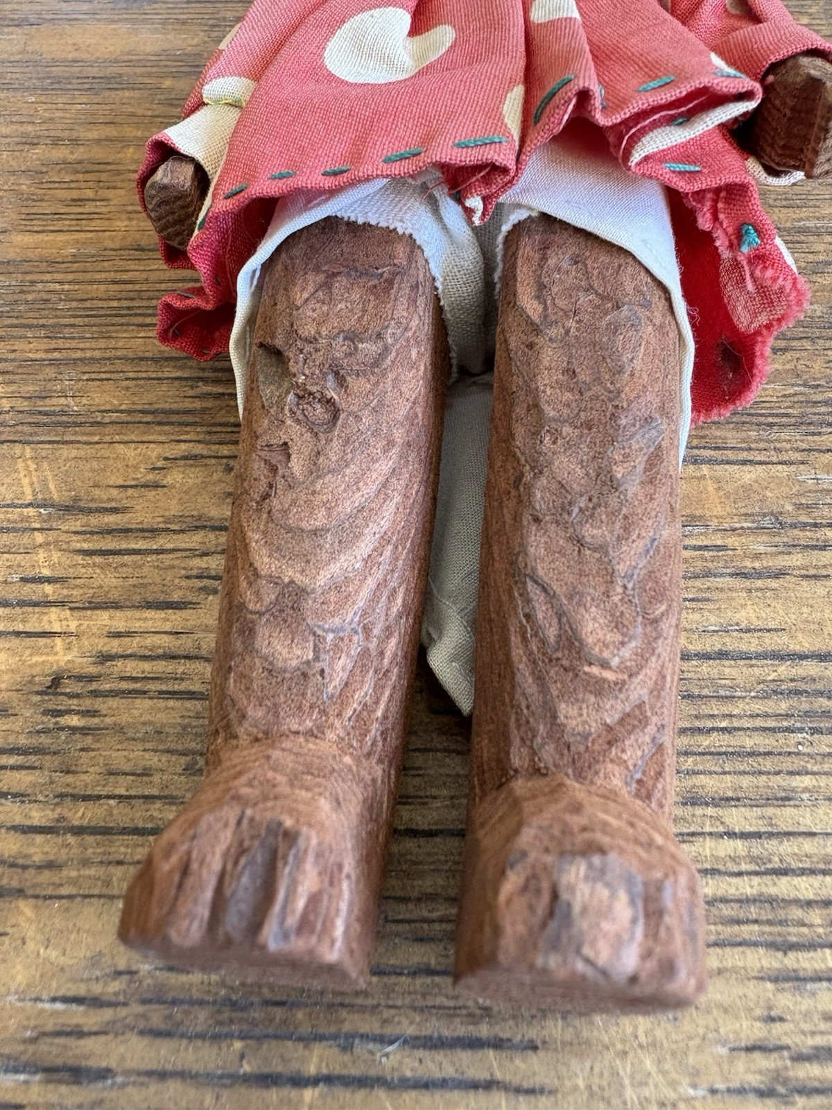 Vintage Old Tarahumara Indian Wood Hand Sewn Indian Doll Folk Art