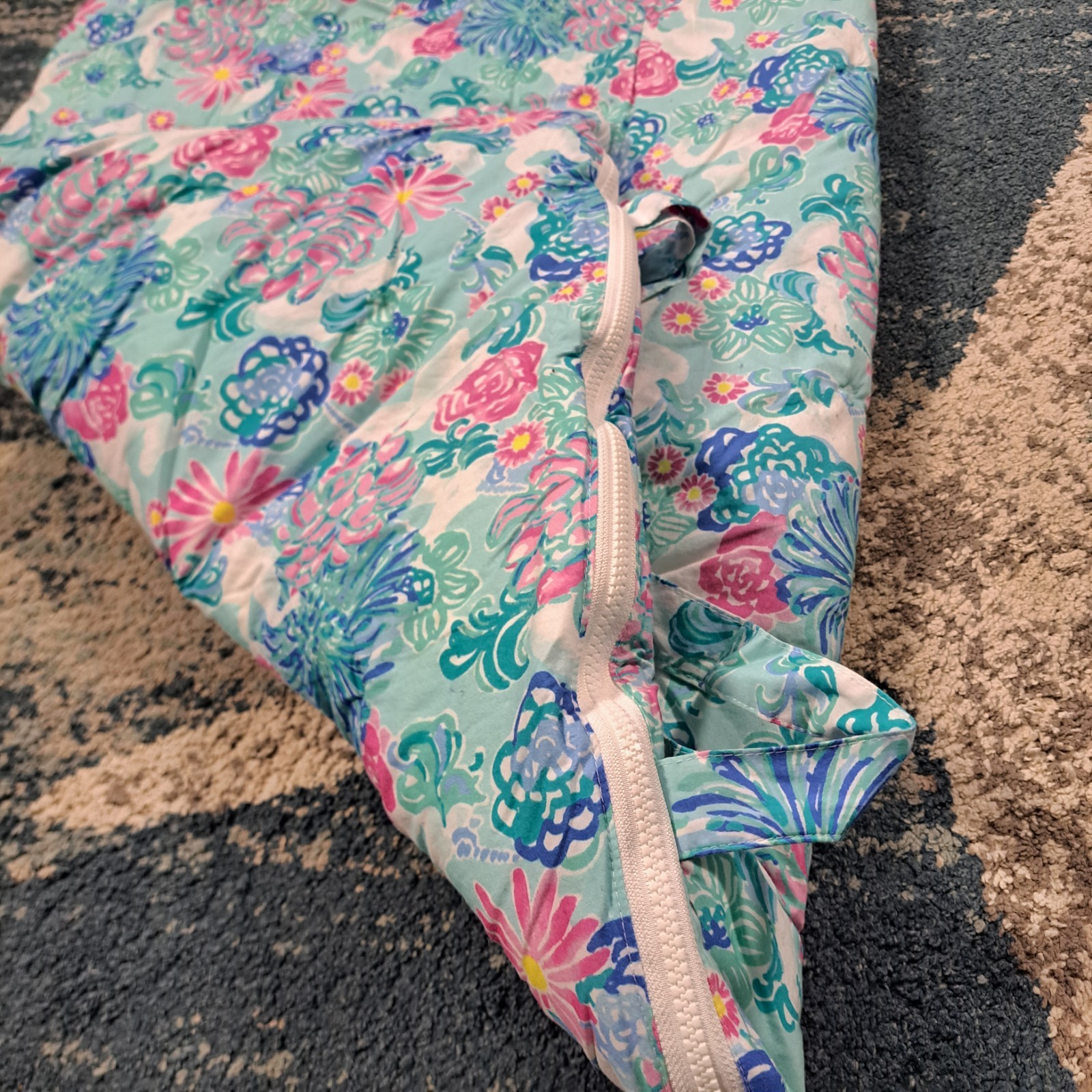 Lilly Pulitzer Pottery Barn Kids Nap Mat Sleep Bag Floral Blue Pink Multi Color