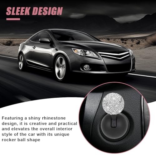 Car Push Start Button Cover, Rhinestone Engine Start Stop Button Joystick White