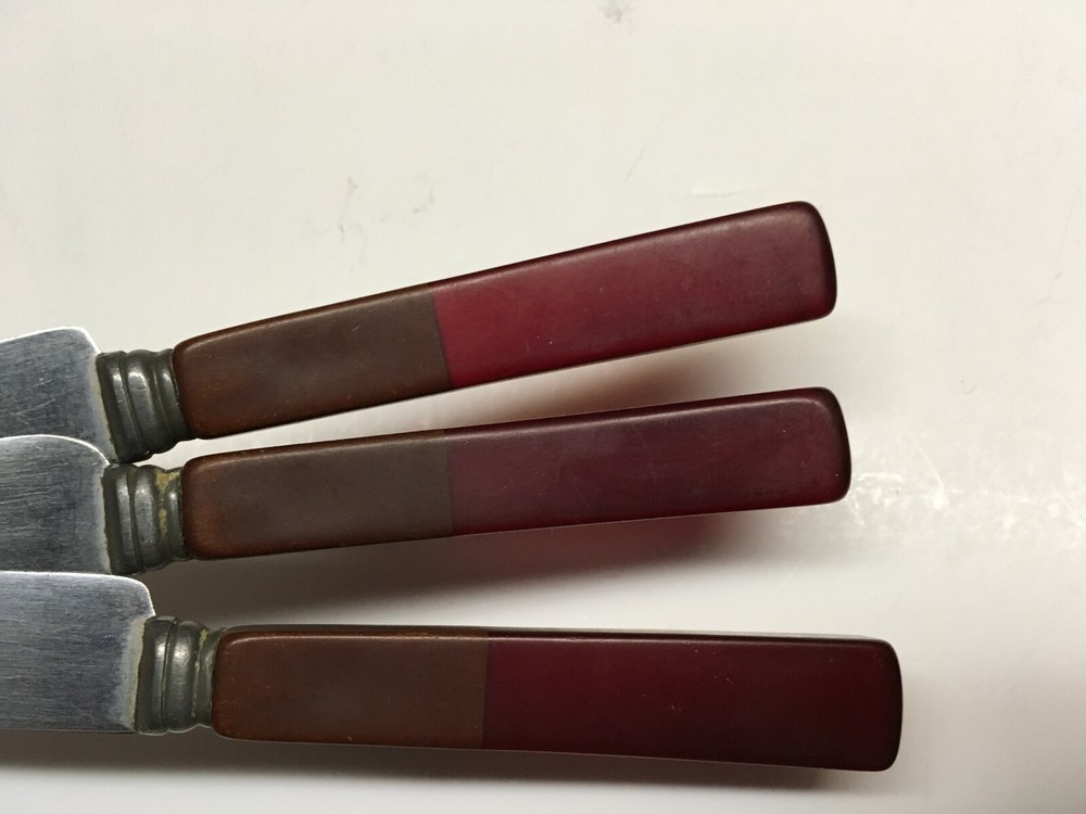 3 pcs Stainless 2-Tone Bakelite Flatware Knives