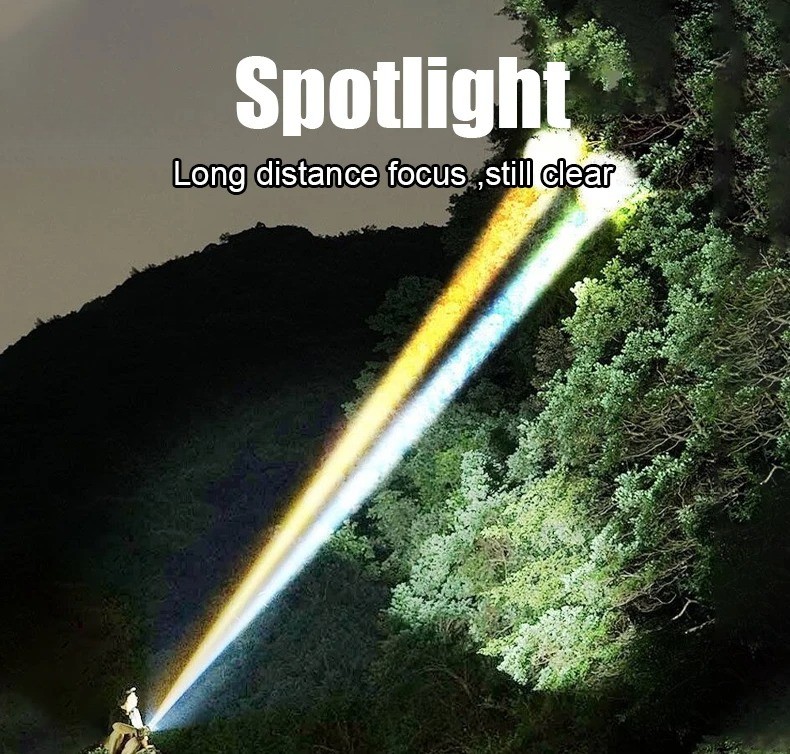 High Power Flashlight Super Big Rechargeable LED Searchlight Long Range Torch