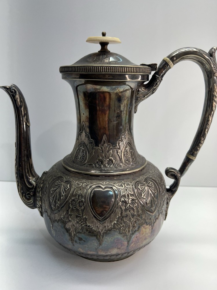 R. Richardson Cornwall Works Sheffield B1594  Silver Plate Victorian Teapot