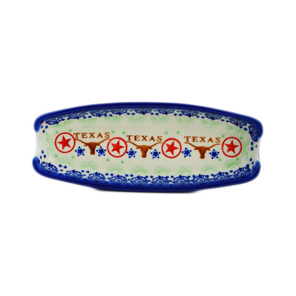 Polish Pottery Corn Tray 9" Texas State