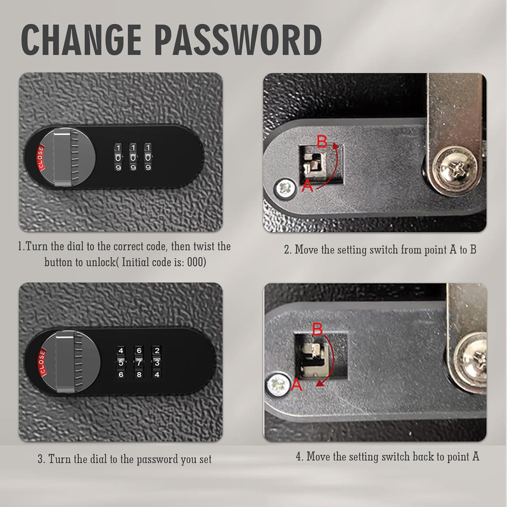 16 Key Lock Box - Wall Mounted Key Cabinet with 3-Digit Combination Lock & Backu