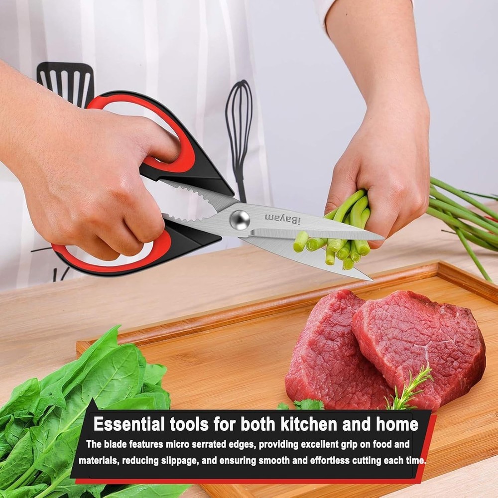 Dishwasher Safe Kitchen Shears - Ergonomically Designed Scissors for All Uses