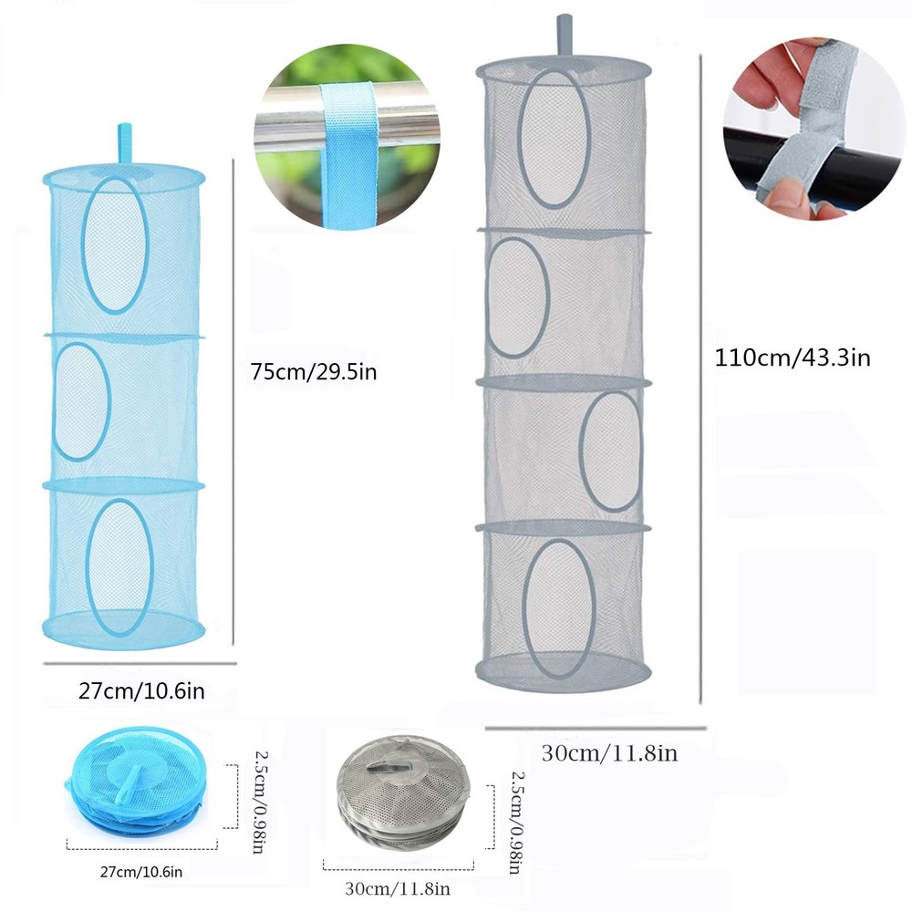 2pcs Hanging Mesh Storage Organizer Bag Foldable Space Saving Organizer with ...