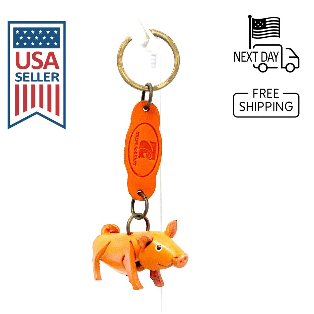 Pig Handmade Leather Keyring