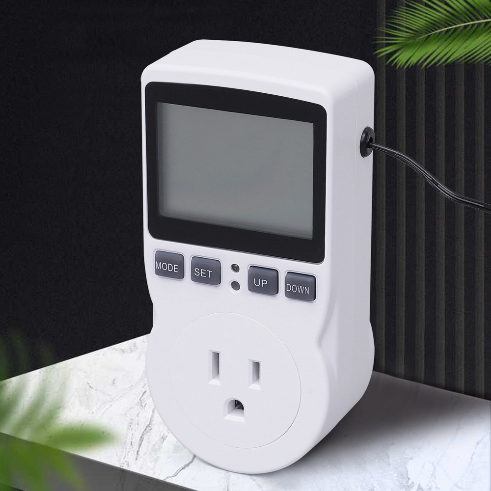 3.07*2.36*5.51in White Programmable LED Display Thermostat Plug Temp Controller