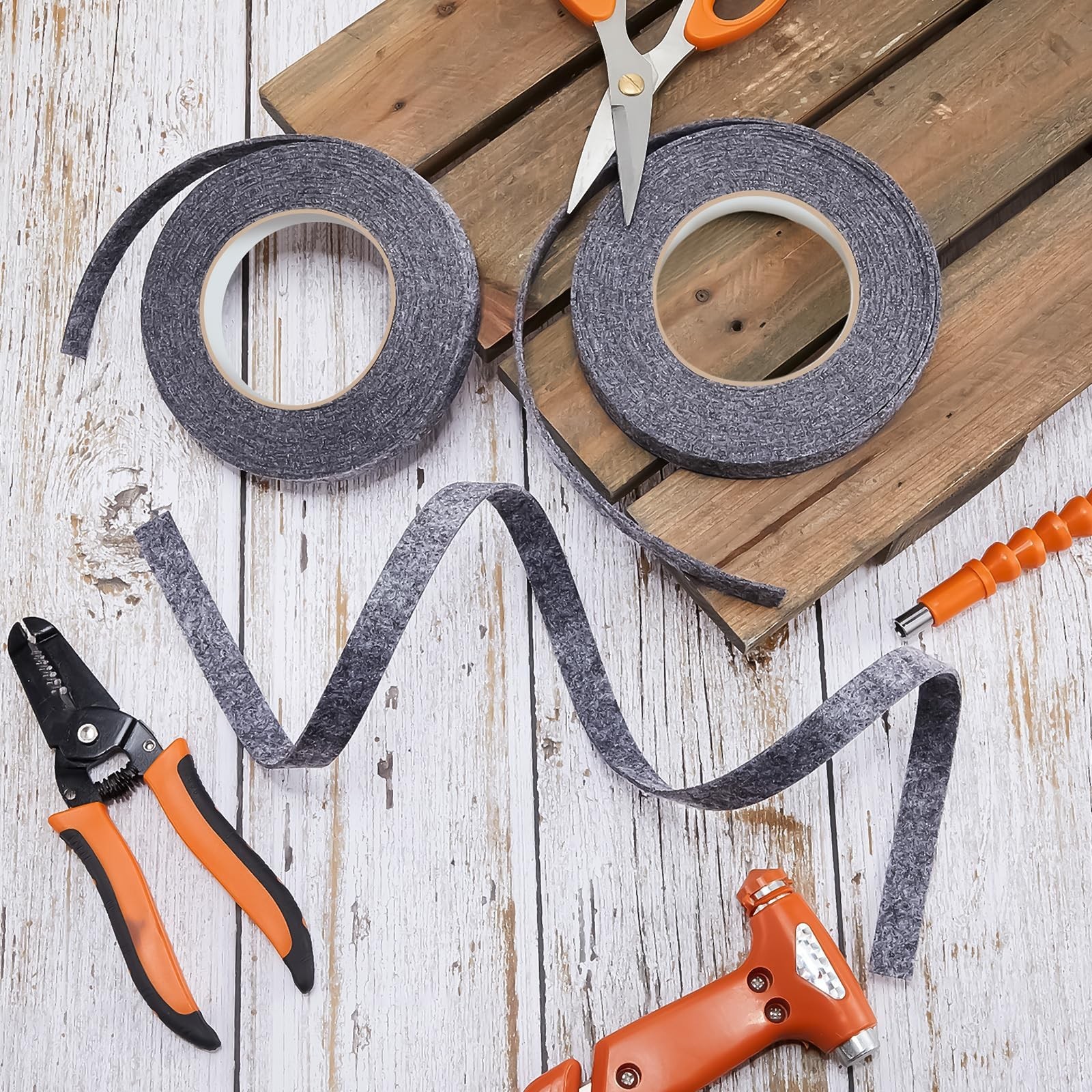 Buryeah 2 Rolls 5/8 Inch x 17 ft Multipurpose Felt Weatherstrip Seal Felt Str...