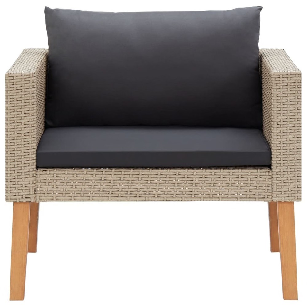 Single Patio Sofa with Cushions Poly Rattan Beige