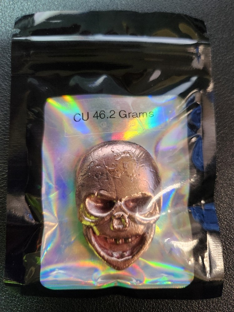 Copper Skull Ingot Hand Poured 46.2 Grams
