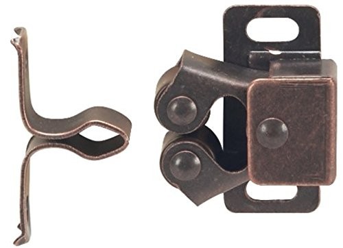 2 Pack Double Roller Catch Brown Antique Copper with Screws Contractor