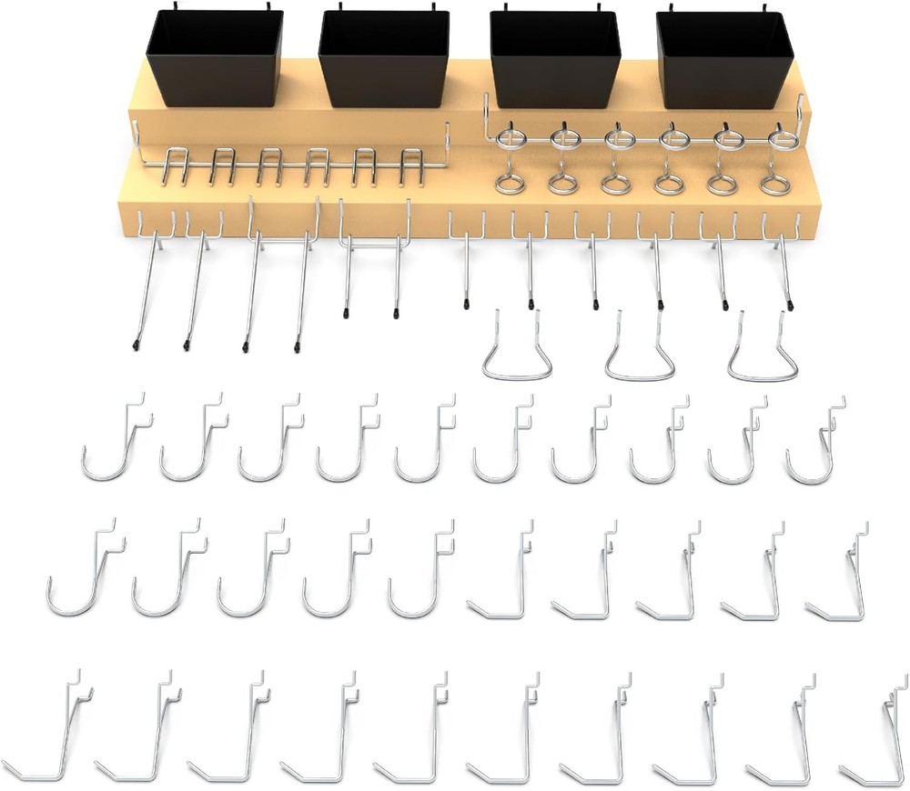 Pegboard Hooks Assortment 49PC, Pegboard Accessories with Pegboard Bins, Gara...