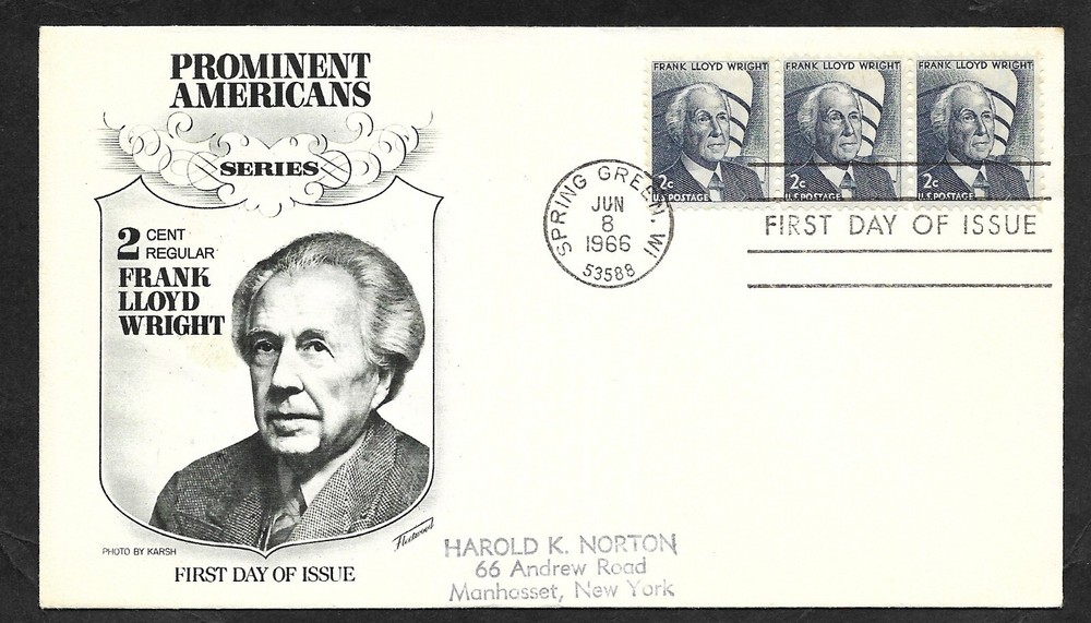 #1280 2c Frank LLoyd Wright - Fleetwood FDC Strp 3