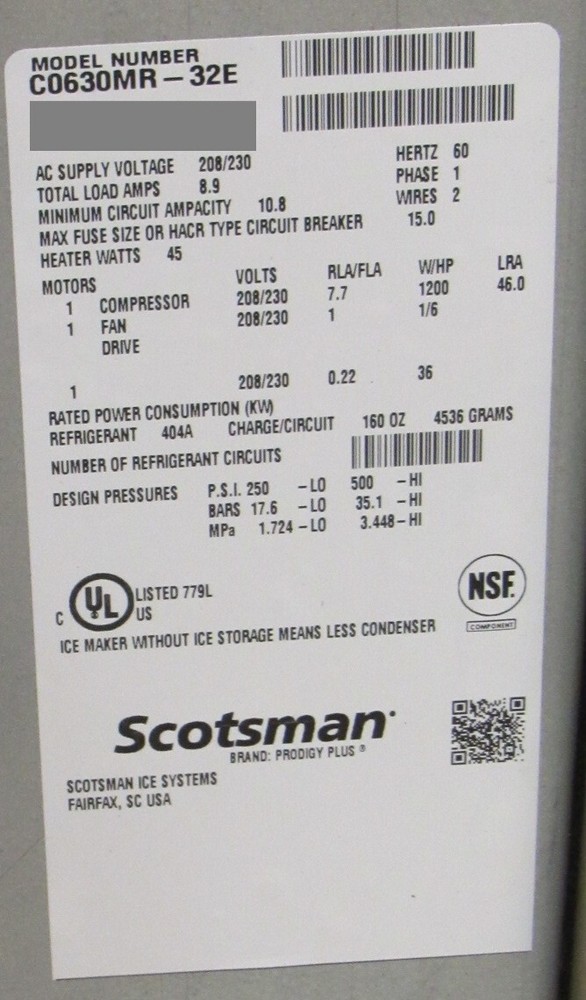 NEW Scotsman C0630MR-32 Prodigy Plus 30" Ice Machine 600lbs REMOTE Medium Cube