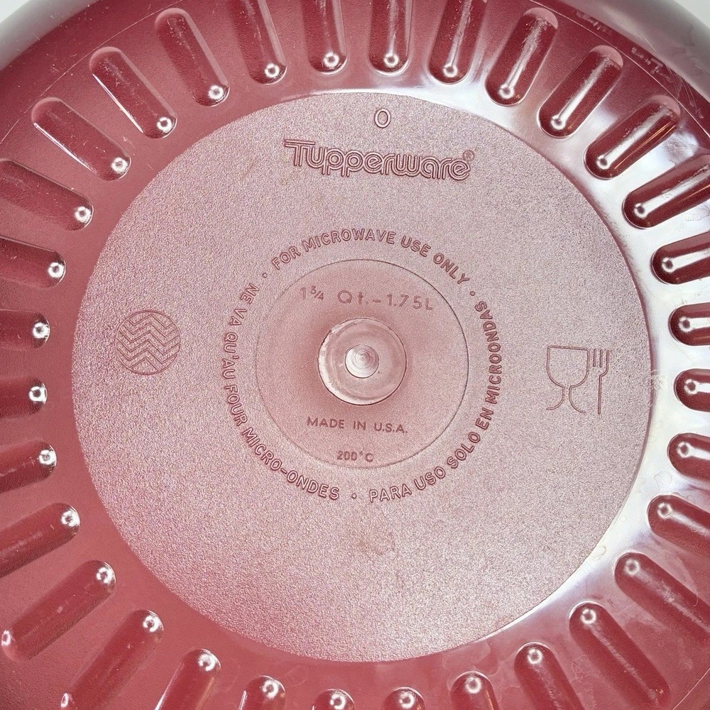 4 pc Tupperware Microwave Stack Cooker/Steamer Cranberry USA VTG *READ*