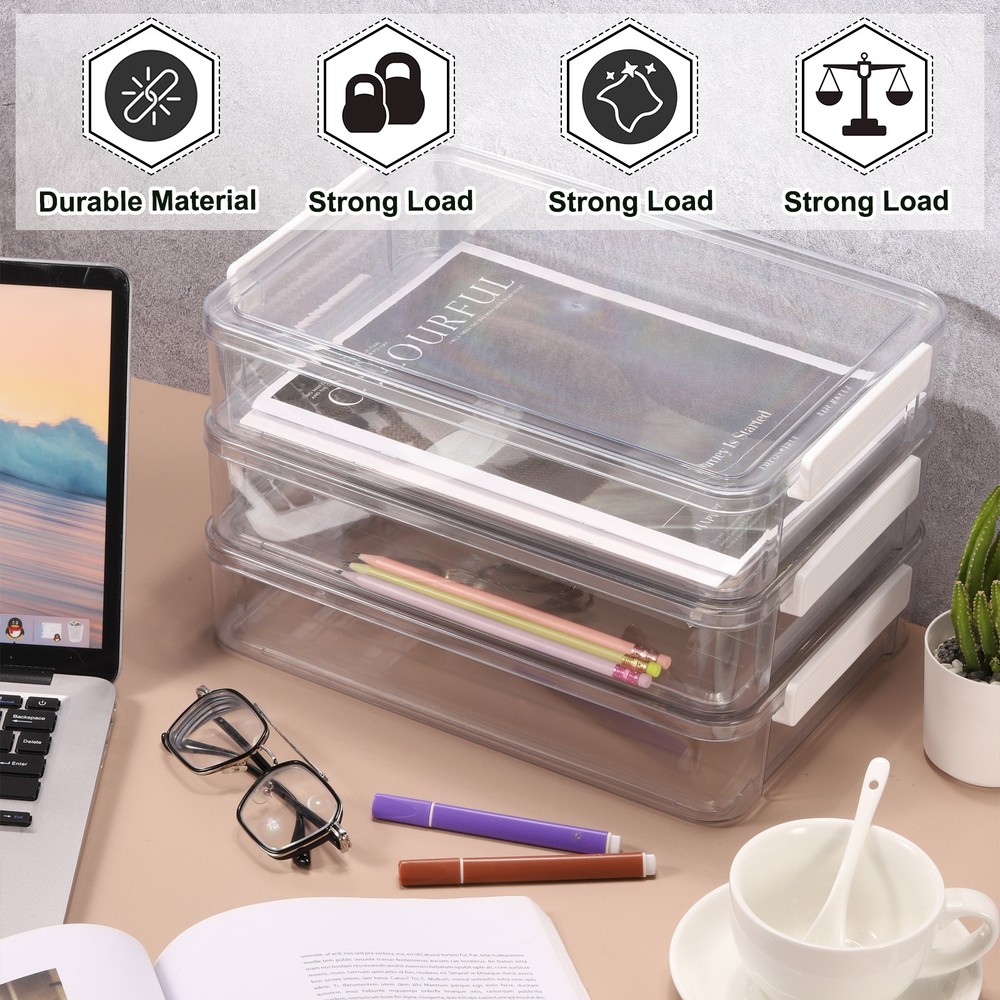6 Qt Portable Project Case, 5 Pcs Plastic Storage Bins, Clear