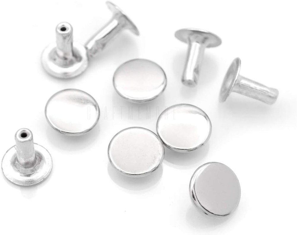 Flat Rivets Metal Single Cap Rivets Stud Round Cap Leather Craft Rivet Fasten...