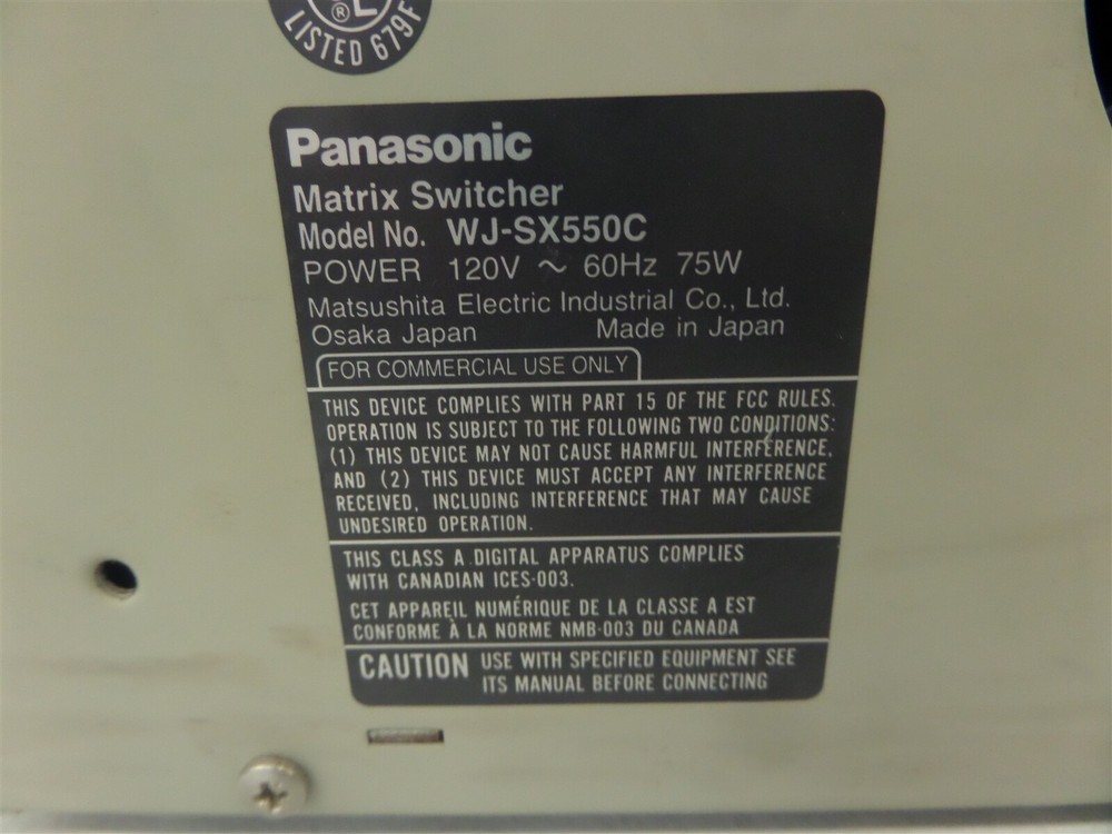 Panasonic WJ-SX550C Matrix Switcher System