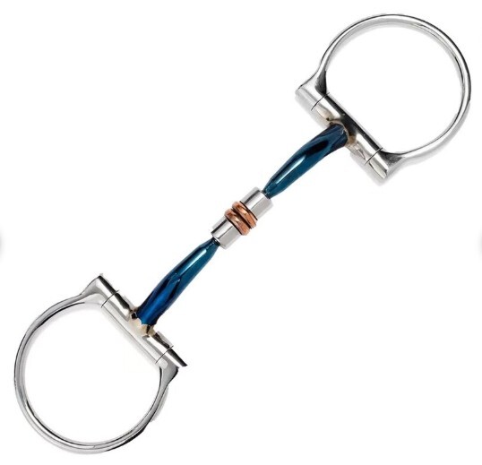 Premium Quality D Ring Western Myler Snaffle Horse Bit & Copper Barrel Roller