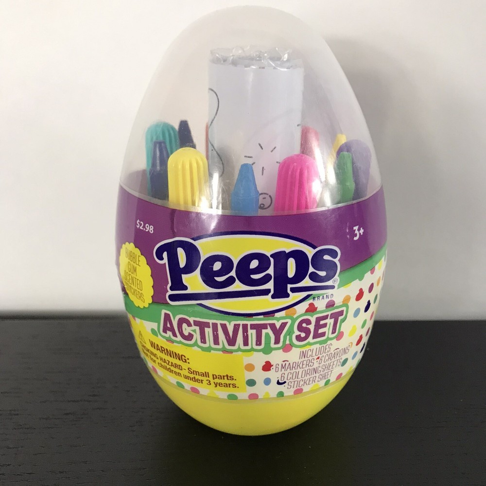 PEEPS ACTIVITY SET EGG INCLUDED MARKERS CRAYONS COLORING SHEETS & STICKERS