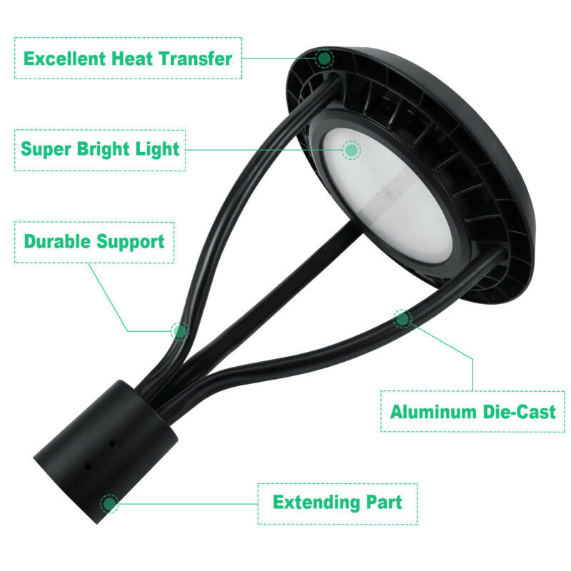 100W LED Post Top Lights 400W Equivalent Circular Area Pole Lights for Pathway