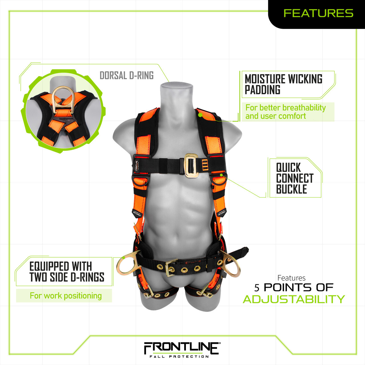 Frontline 50CTB Combat Construction Style Full Body Harness