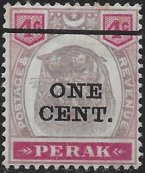 1900 MALAYA PERAK SC#63 MLH    VF 🔥TIGER🔥