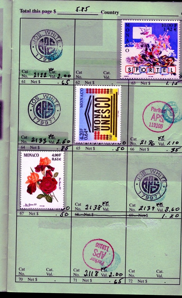 Monaco Retired APS Circuit Book 87 stamps APS22010