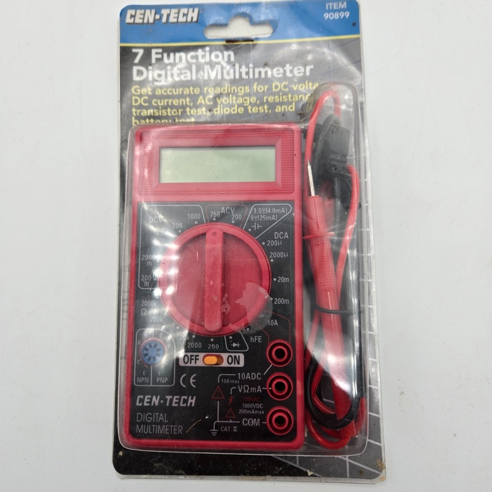 Cen-Tech 90899 Red Black 7-Function Digital Multimeter