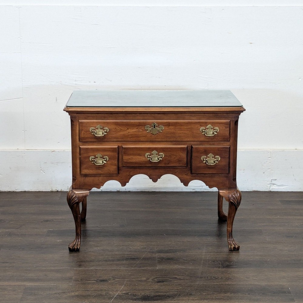 Chippendale Style Lowboy Chest with Brass Hardware