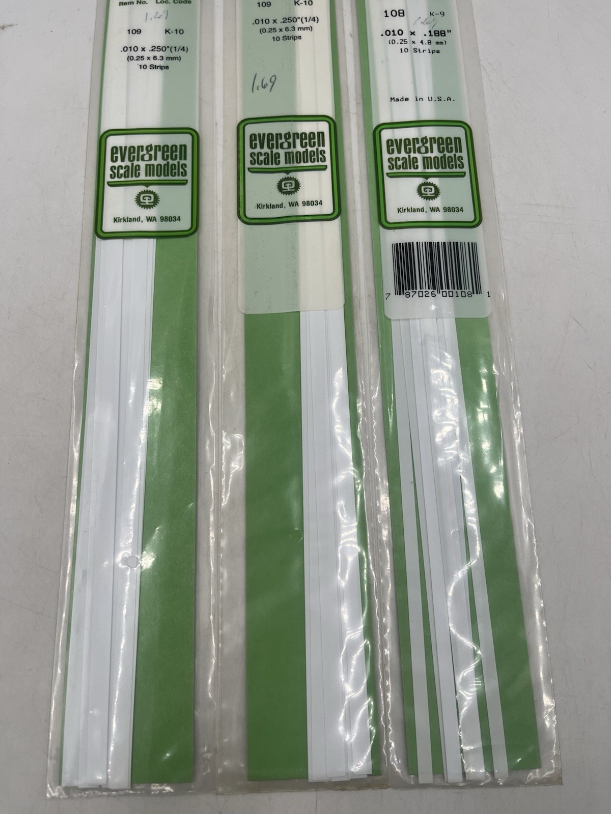 Ho Scale Strip Styrene Evergreen Scale Models 100, 102, 8110 & More Large Lot