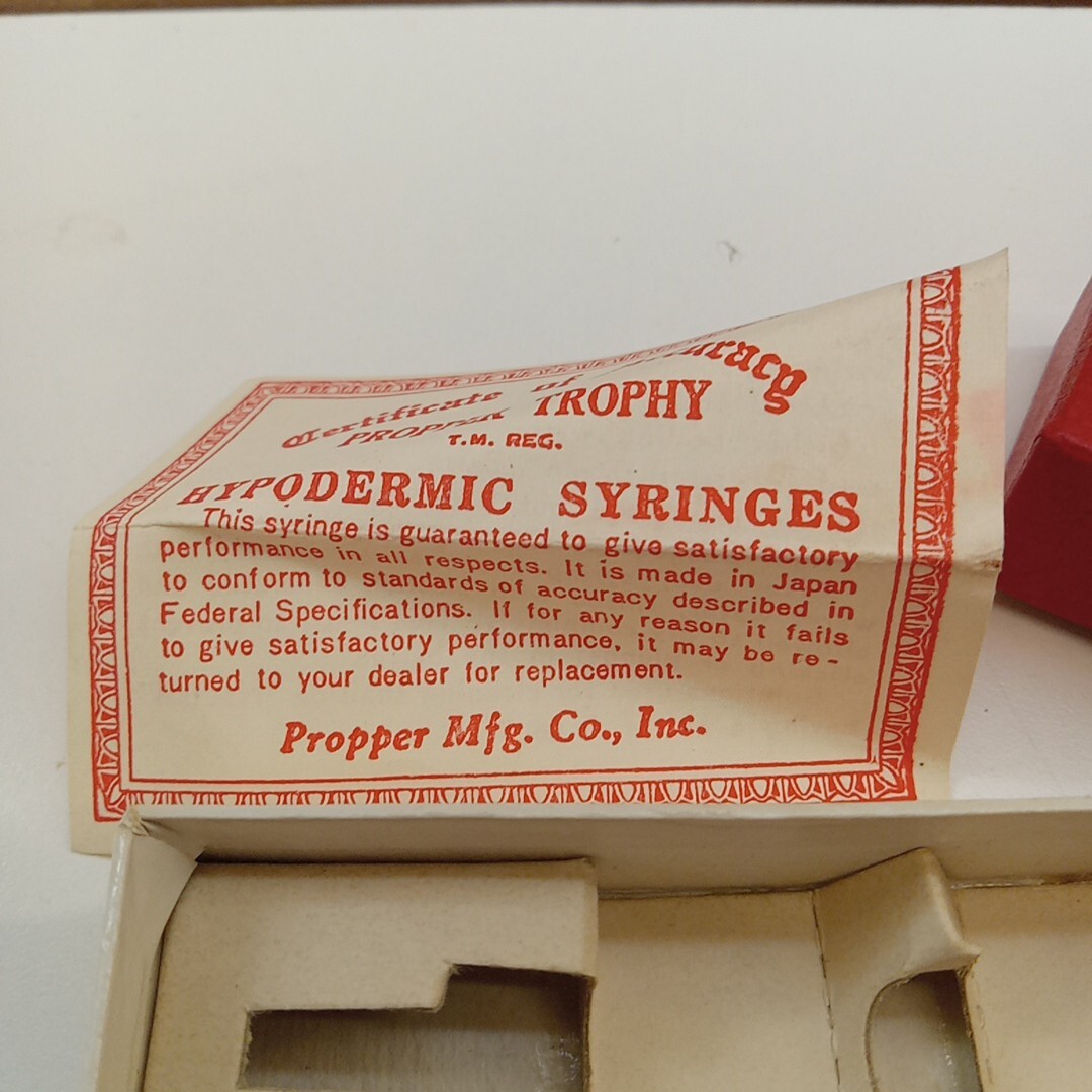 Vintage Glass Syringe Luer 2cc Original Package Propper Trophy 1960's READ