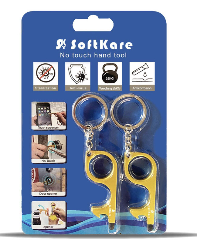 No Touch Door Opener Tool – Multifunctional No Touch keychain Hand Tool -2 Pack