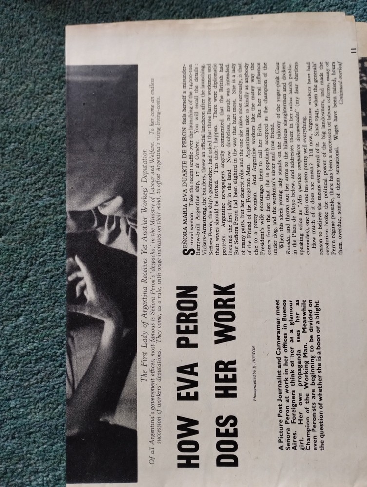 Sk226 Ephemera 1950 article Eva Peron