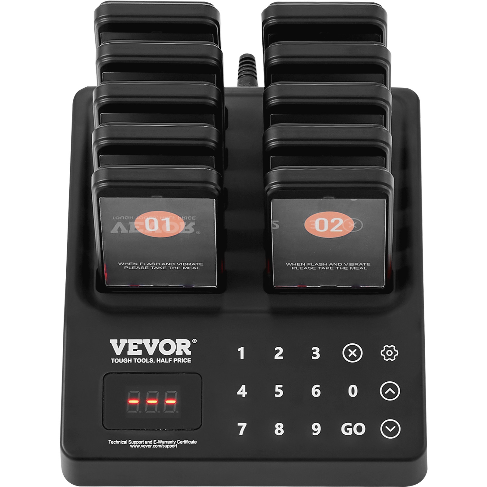 VEVOR Restaurant Wireless Pager System 10 Call Coasters Guest Queuing Calling